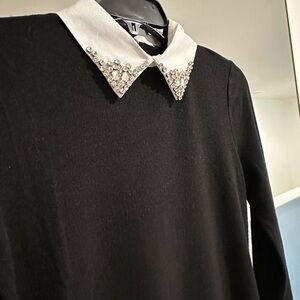 Zara Black and White Collar Top